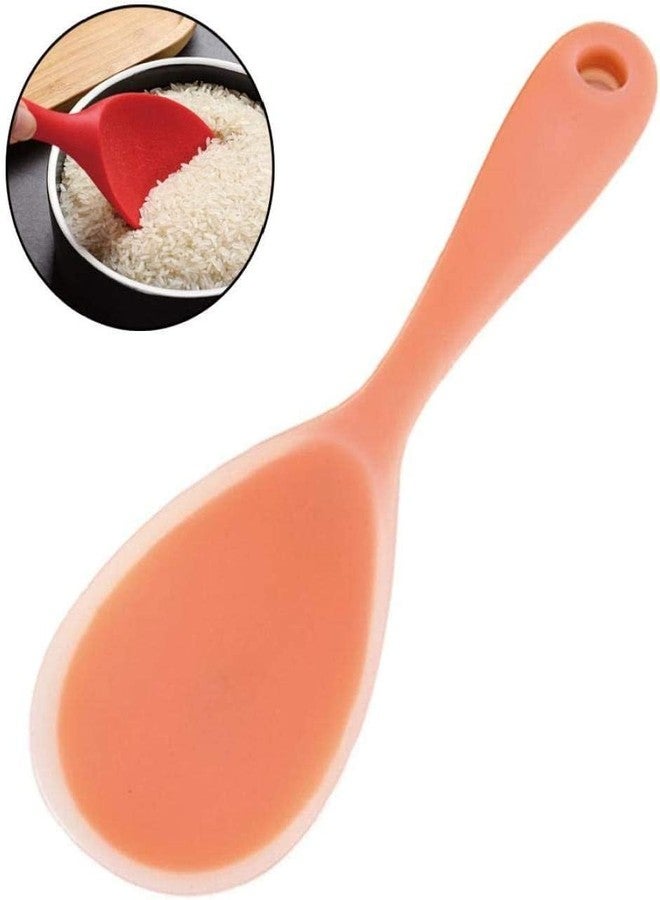 TASKHOUSE Silicone Rice Paddle Spoon Non-Stick Steel Core Rice Scooper for Mashed Potatoes, Salad (Orange) - Image 2